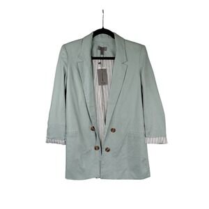 One by Chapter One Womens Sage Green Linen Blend Double‎ Breasted Blazer XS NWT